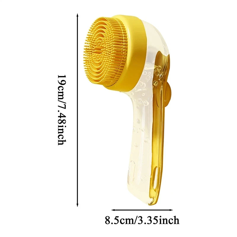 Long Handle Silicone Pet Bath Brush with Shampoo Dispenser