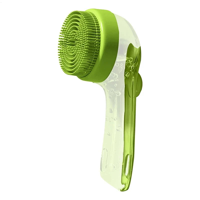Long Handle Silicone Pet Bath Brush with Shampoo Dispenser