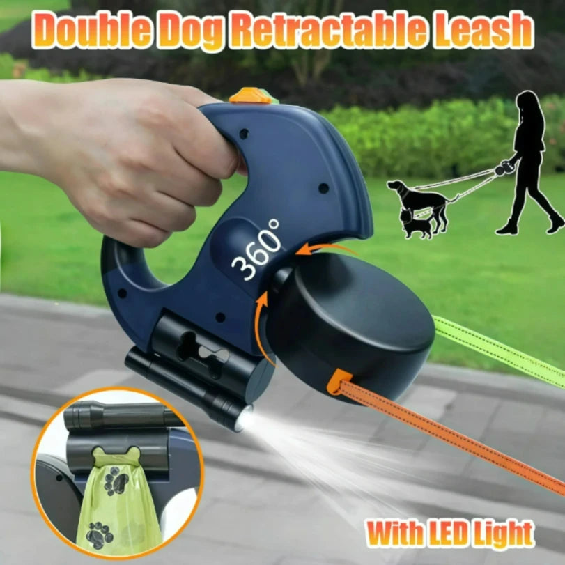 Double-Ended Retractable Dog Leash