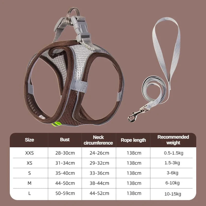 Adjustable Small Dog Harness Set