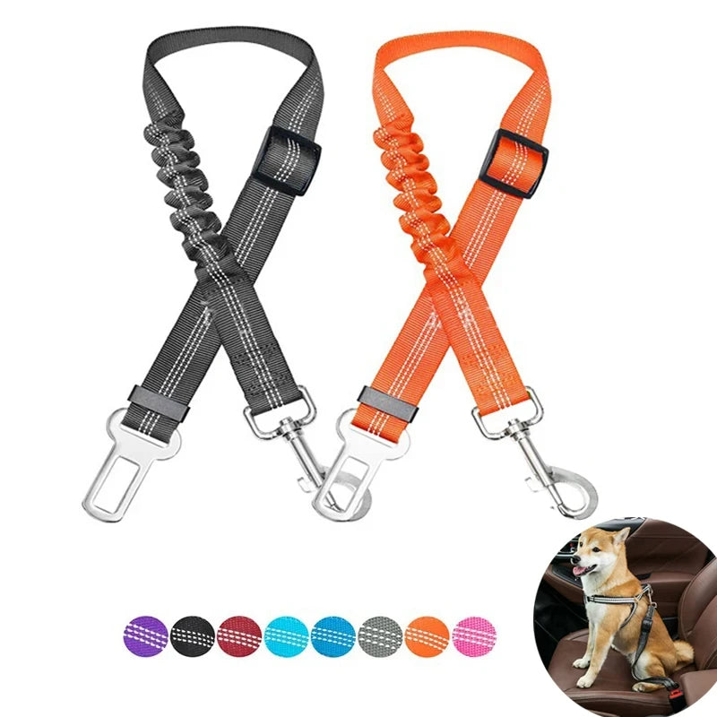 Reflective Dog Car Seat Belt – Elastic Safety Harness for Travel