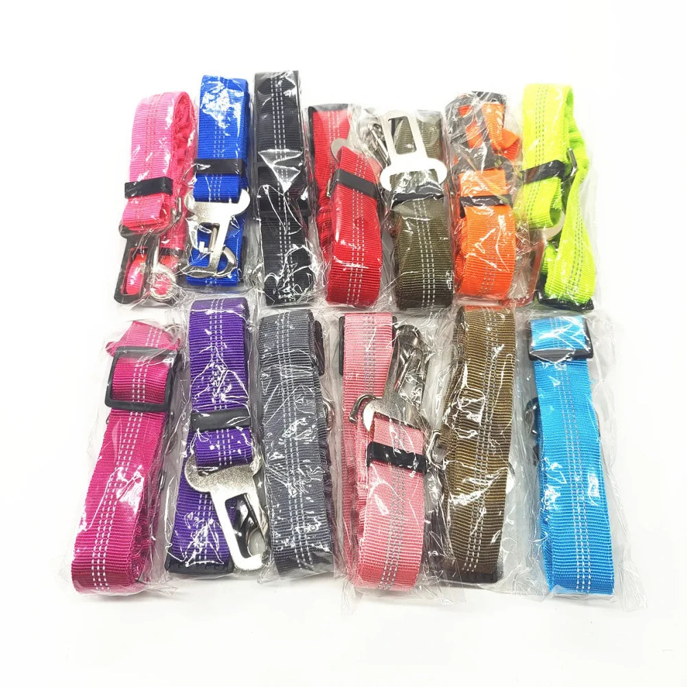 Reflective Dog Car Seat Belt – Elastic Safety Harness for Travel